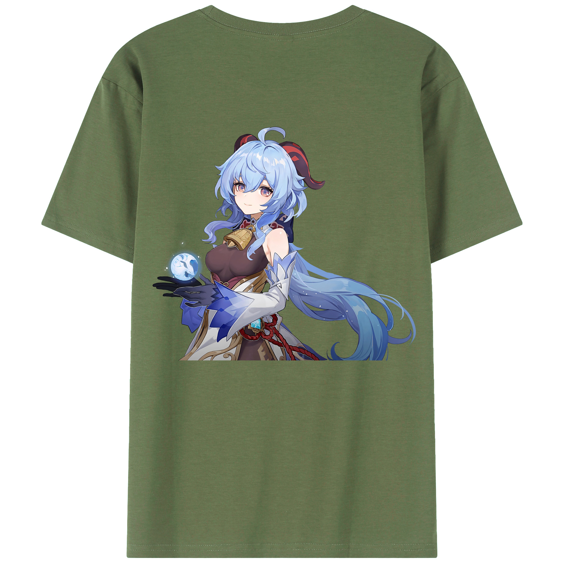 げんし神 甘雨 かんう genshin Ganyu 綿100％ メンズ半袖Tシャツ（バックプリント） 通気性